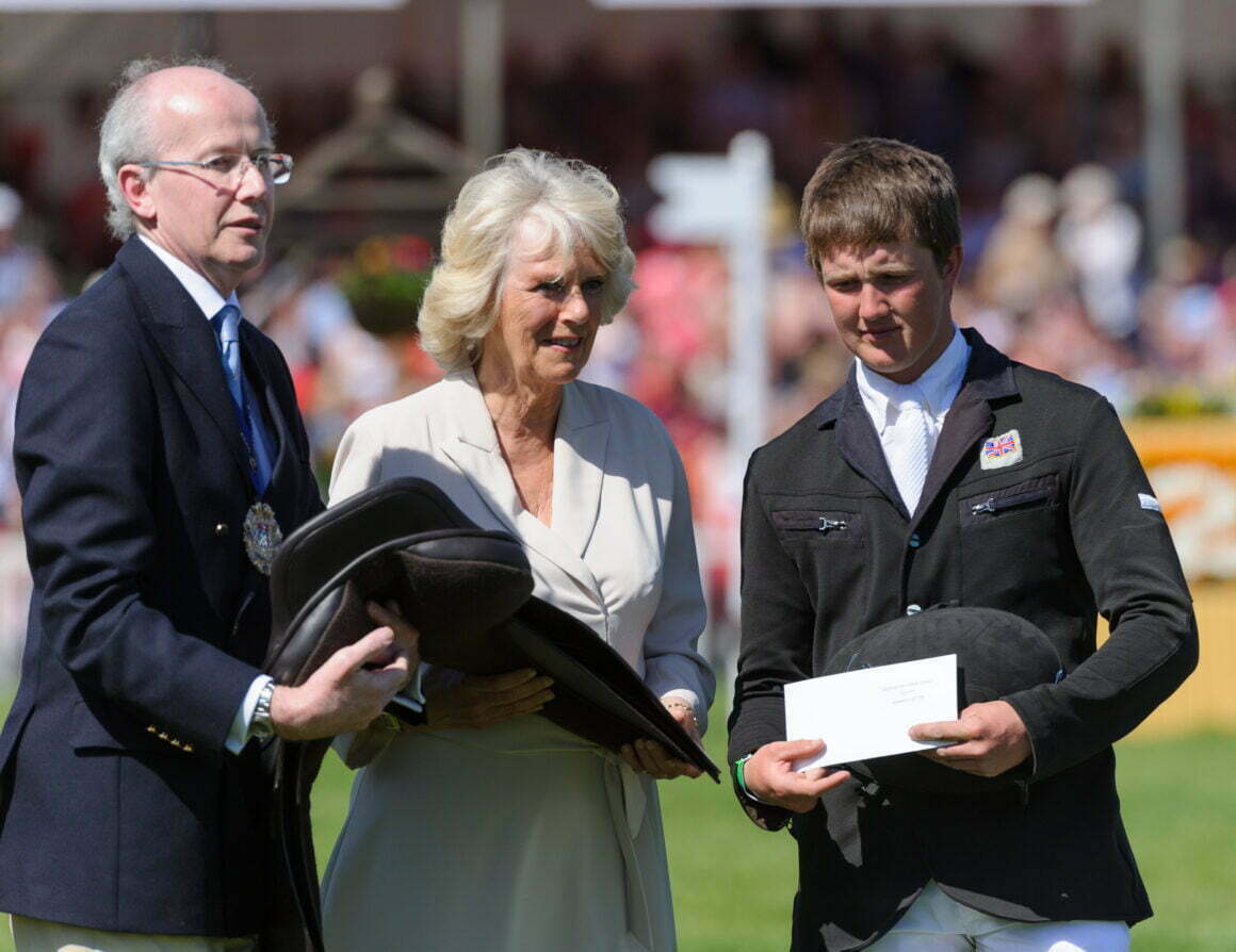 HRH The Queen Consort presenting prizes at Badminton