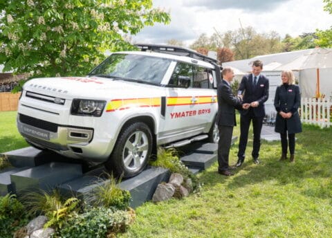 His Grace the Duke of Edinburgh on the Defender stand at Royal Windsor Horse Show