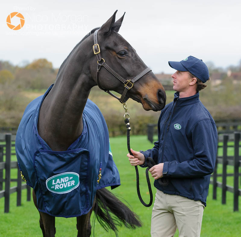 Ben Maher sharing some affection with one of his horses during our visit