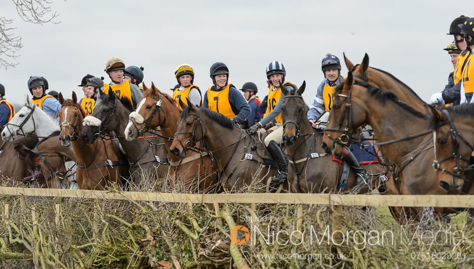 Riders have a look at the first fence