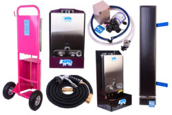 Collage of hippo hot water shower products