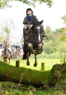 Jumping a log at Trussells - Quorn Hunt Opening Meet 2019