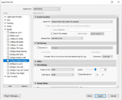 Adobe Lightroom export preset dialog