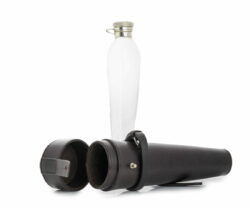 Product photography - glass flask and leather flask holder