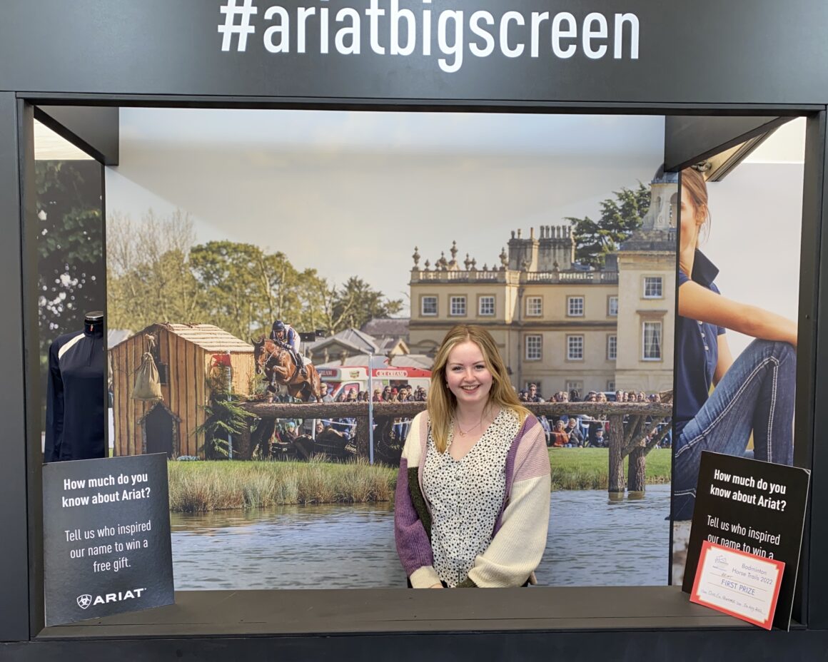 Zinnie Morgan in the Ariat stand at Badminton