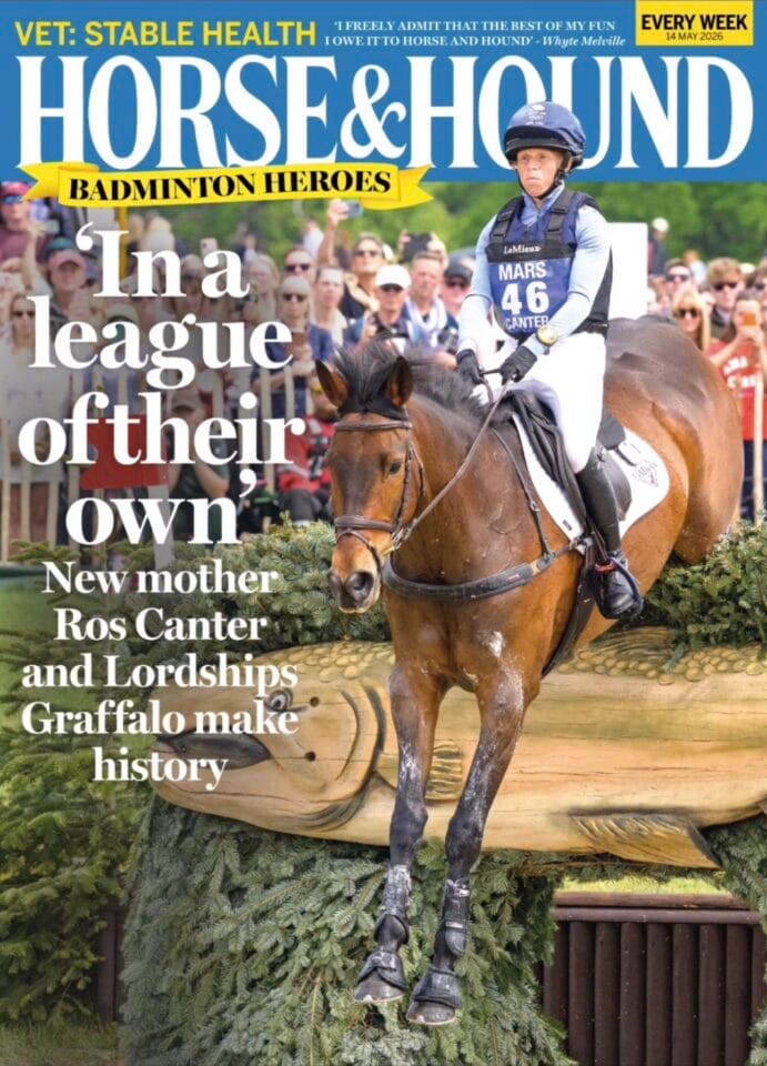 Rosalind Canter and LORDSHIPS GRAFFALO jump into the lake at Badminton 2026